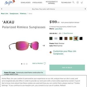 Maui Jim  Akau Polarized Rimless Sunglasses